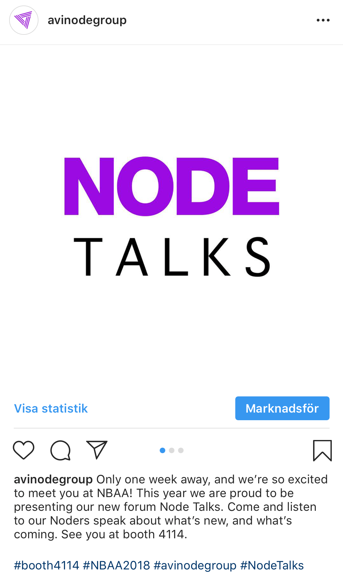 Instagram post talking about the presentation format Node Talks