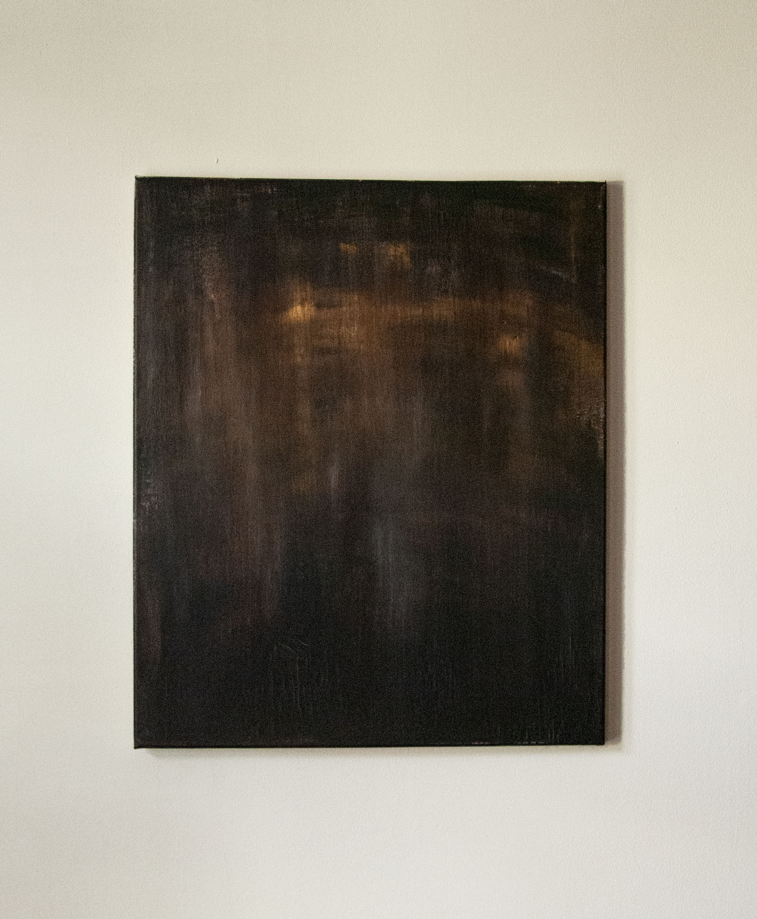 image of an abstract painting in black, brown and gold