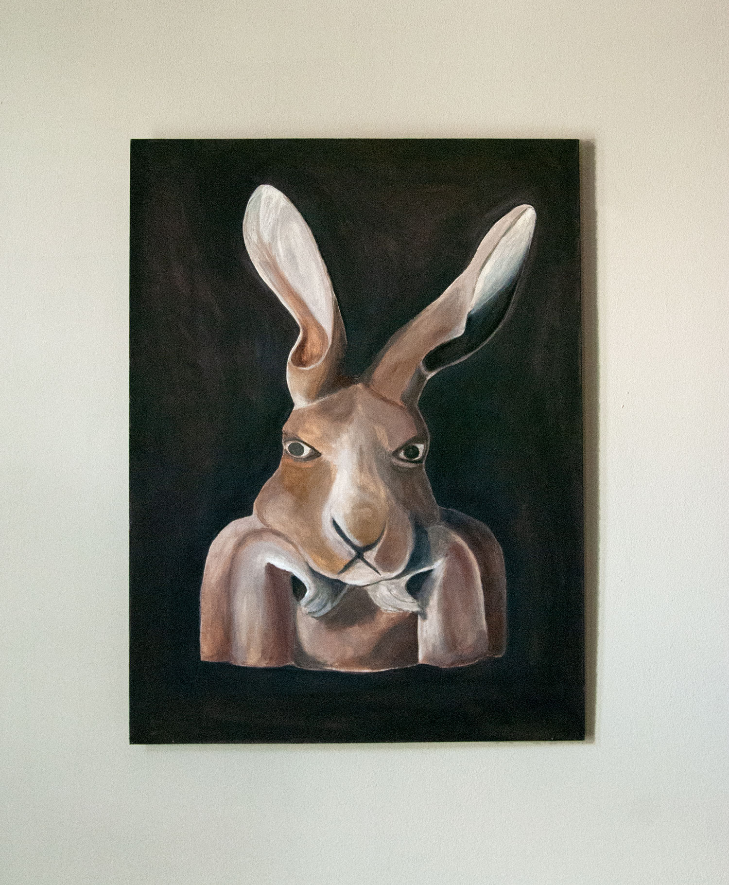 painting of a rabbit looking disappointed