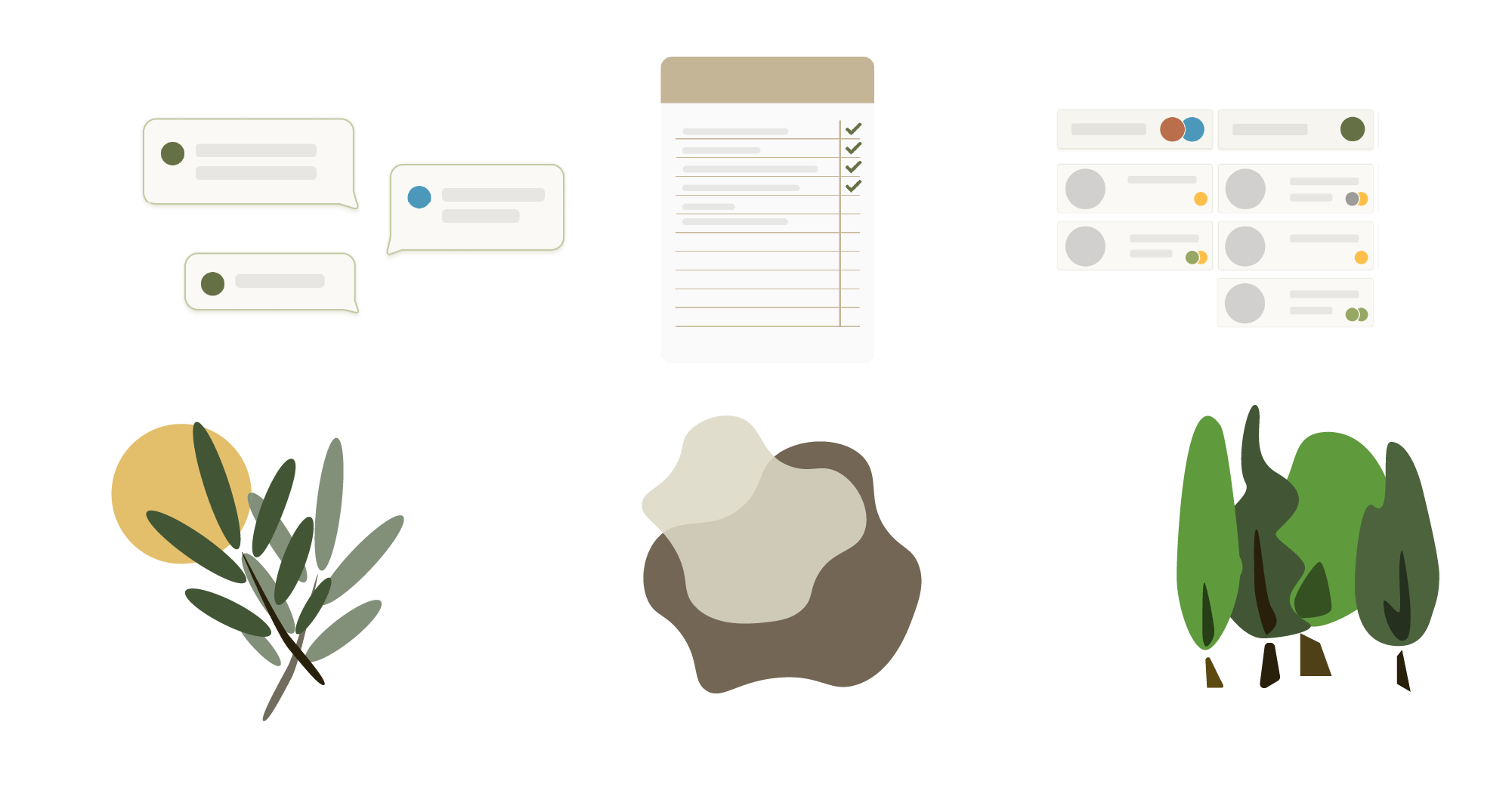 illustrated graphic components for a website