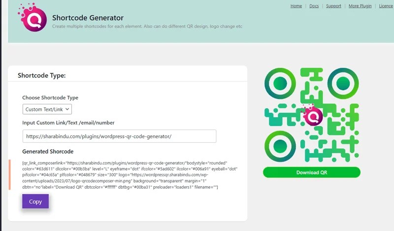 Shortcode generator