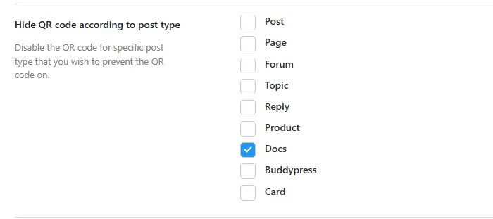 remove QR code from Post type