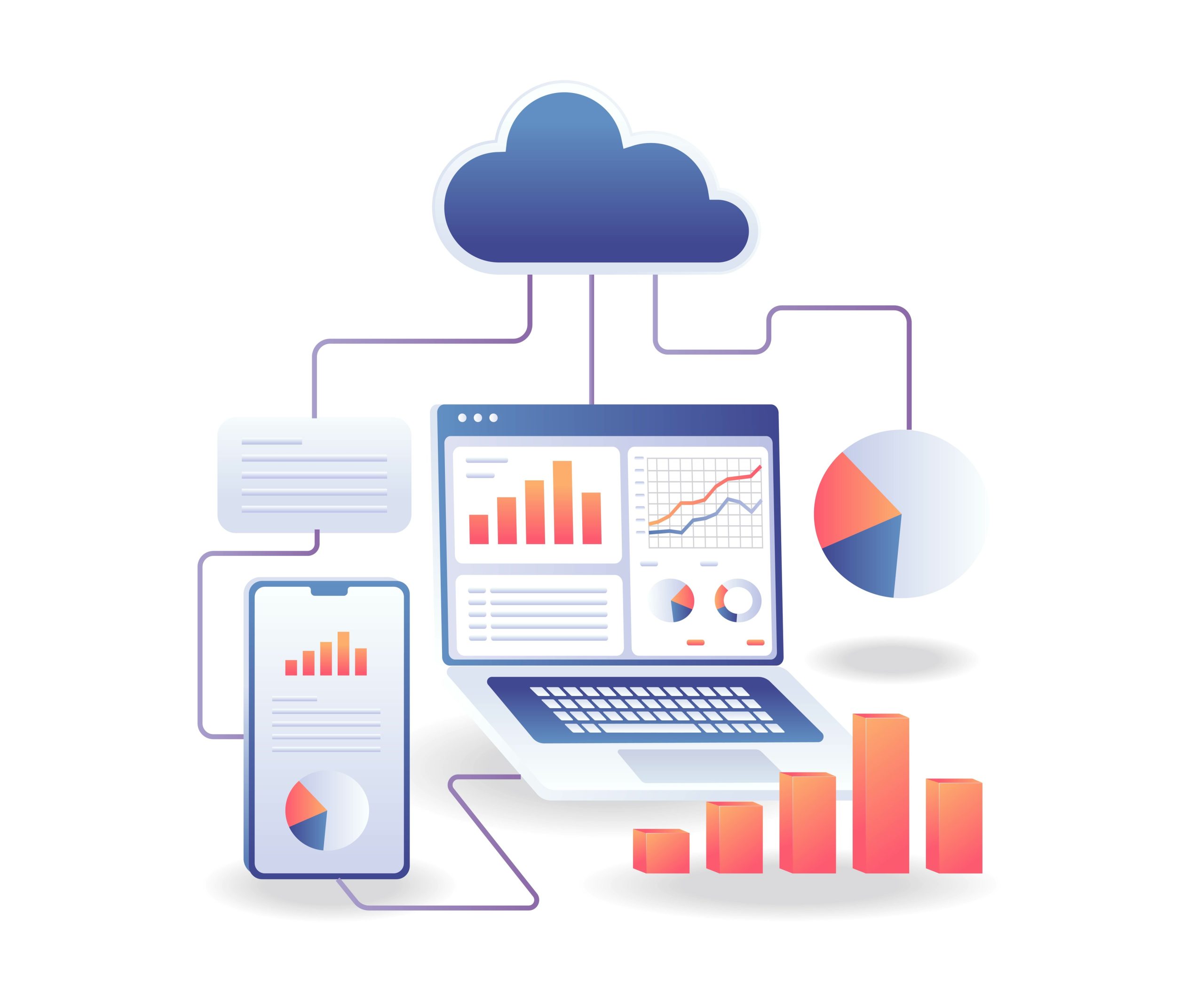 Data analyst cloud server network graphic