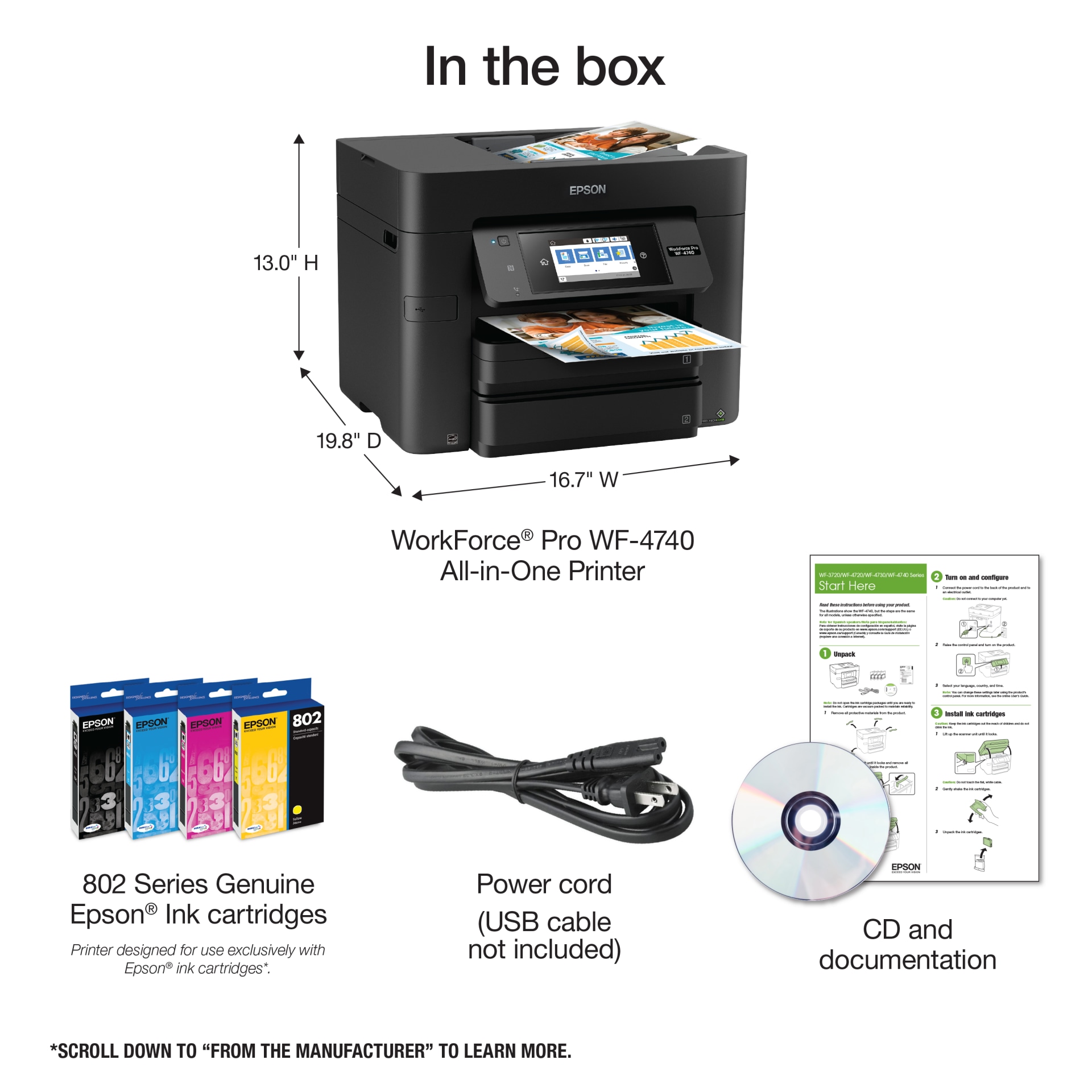 Epson WorkForce Pro WF-4740 Wireless All-In-One Inkjet Printer - Black