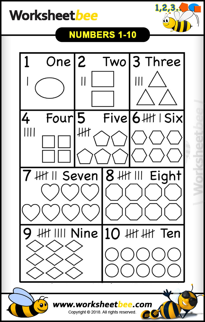 numbers 1 to 10 in shapes printable worksheet worksheet bee