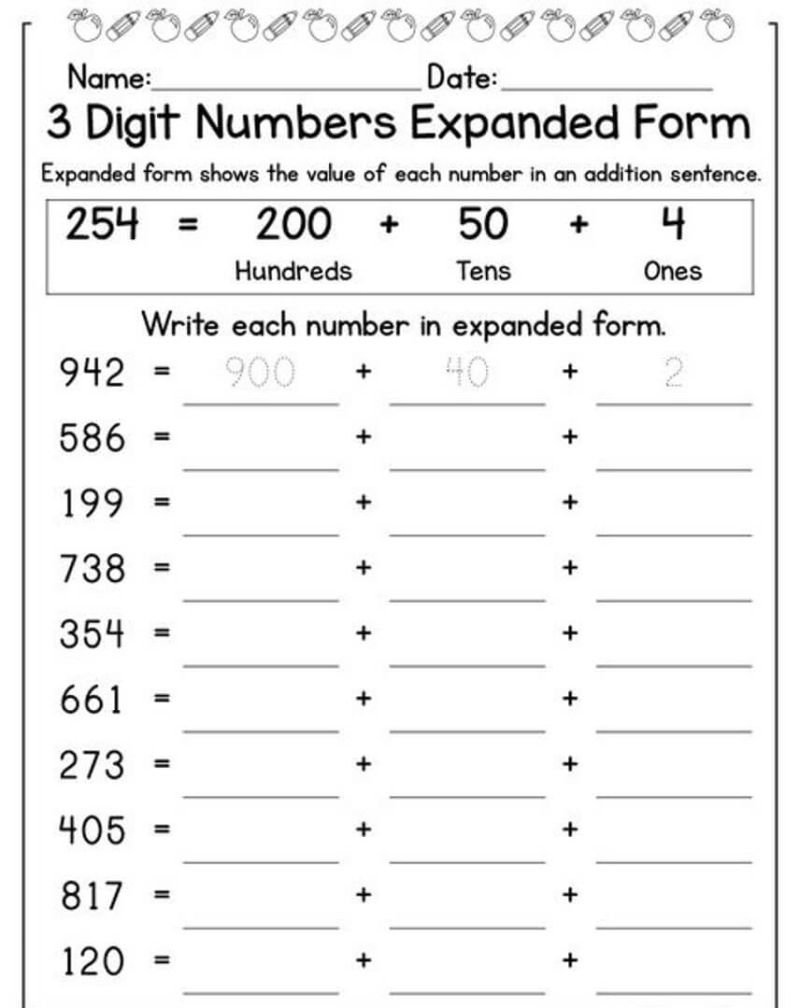 Read And Write 3 Digit Numbers Expanded Form With Three Digits - Best Ocean Illustrations in High Resolution
