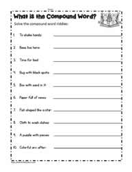 This is a short worksheet for students to guess the compound word. Compound Words Worksheets