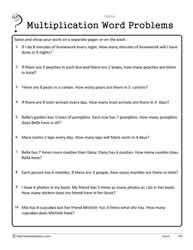 multiplication word problems worksheets