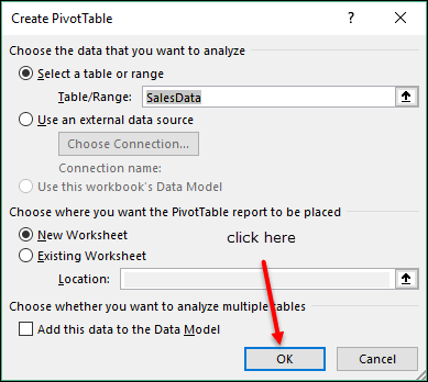 Use multiple tables to create a pivottable