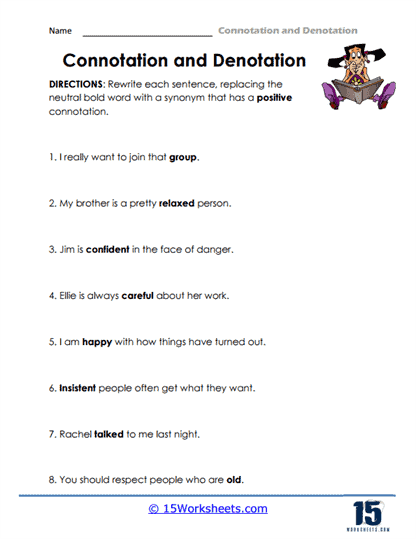 Connotation and denotation worksheets