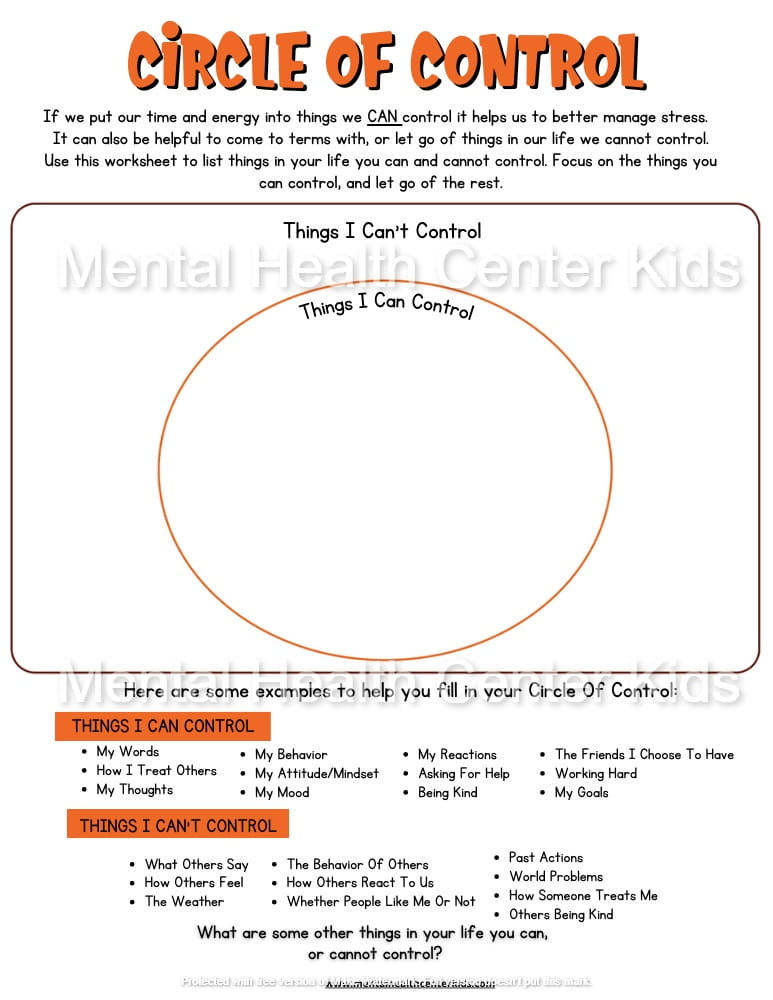 Printable self-control worksheets pdf