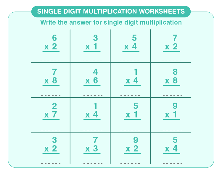 2-digit by 1-digit multiplication worksheets