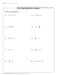 Solving equations worksheets