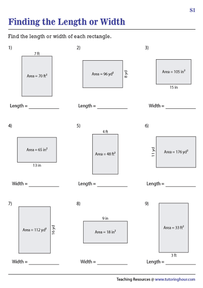 Grade 5 area and perimeter worksheets