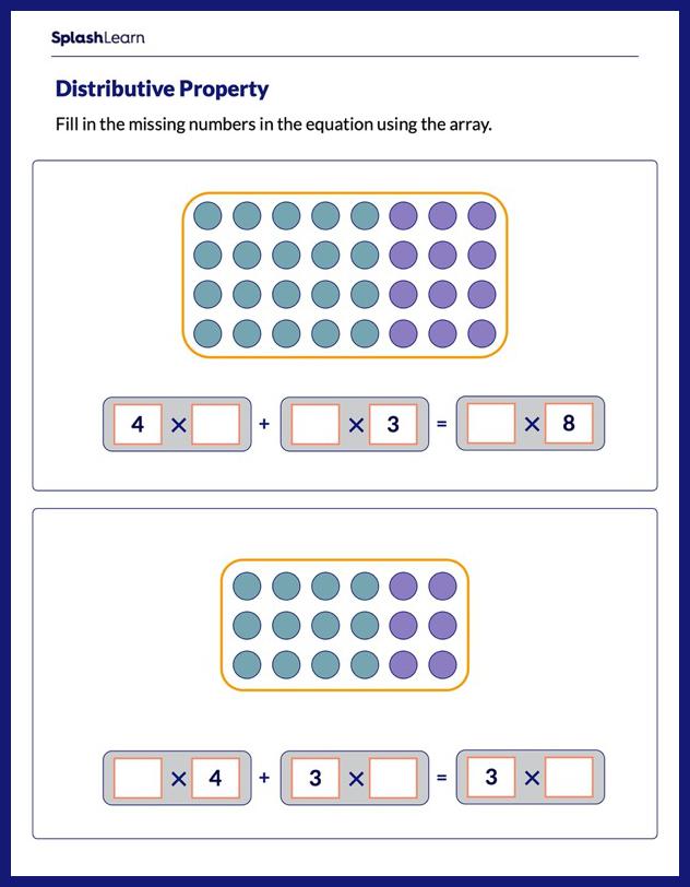 Distributive property worksheet