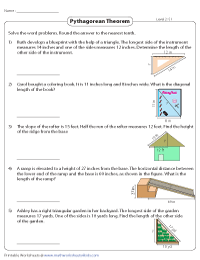 Pythagorean theorem word problems independent practice worksheet