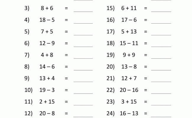 Add And Subtract Within 20 - Worksheets Library