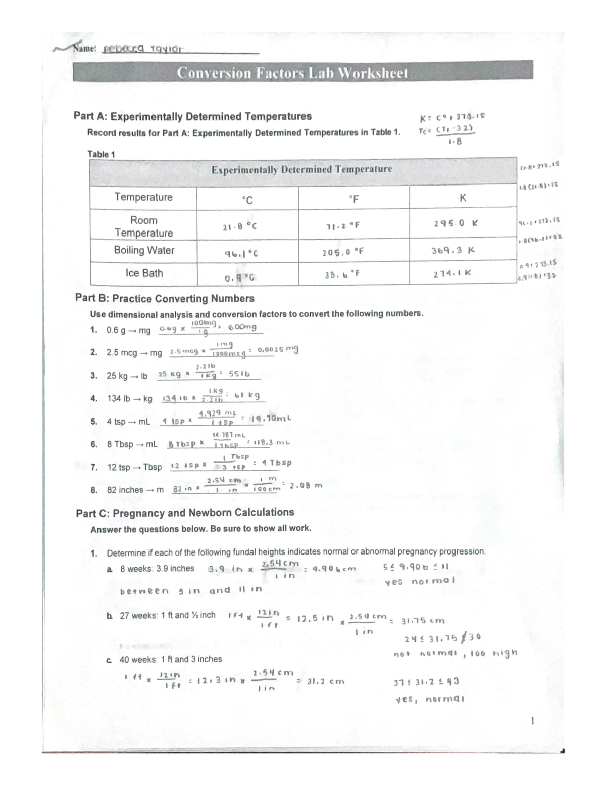 Molar mass conversion worksheet with a key