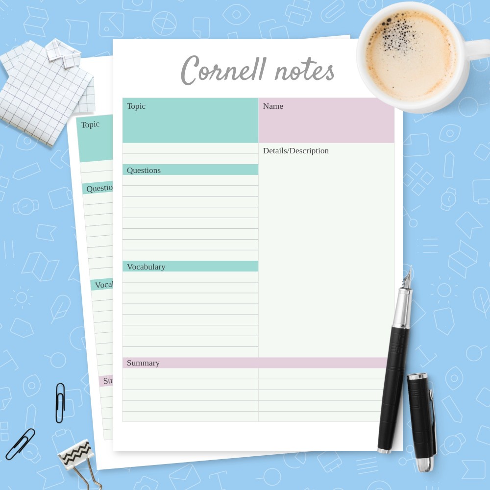 Simple cornell notes template template
