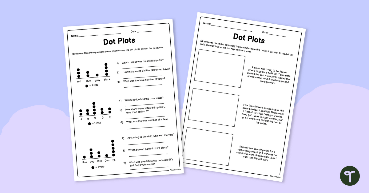Dot plot worksheet