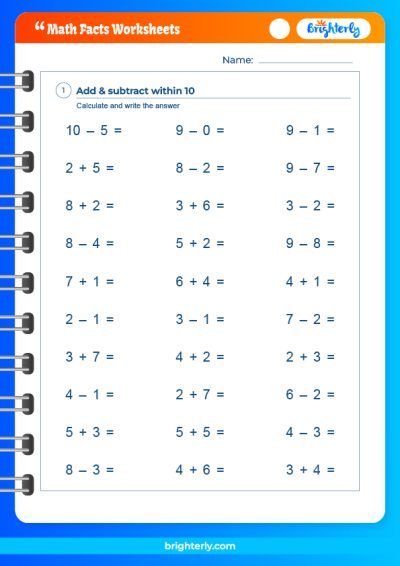 Free enhance your knowledge of math facts worksheets [pdfs
