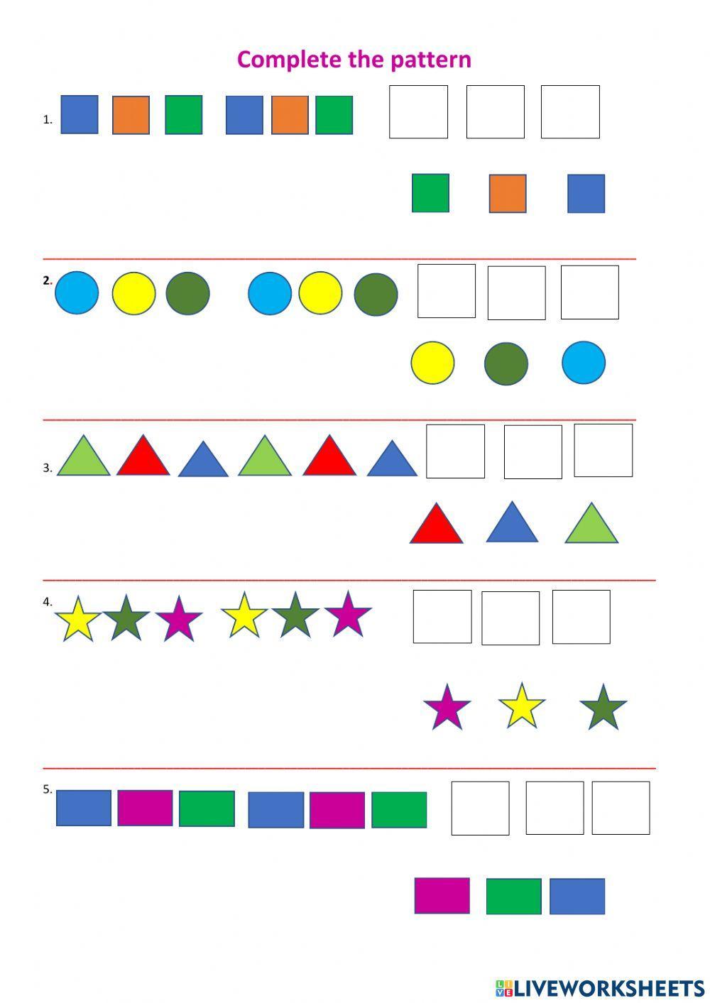 Shape pattern fun worksheet: free printable pdf for kids