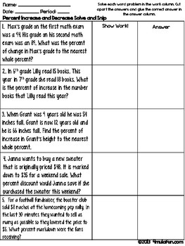 Percent Increase And Decrease Word Problems Worksheet Task Cards - Best Dark Pictures in Desktop