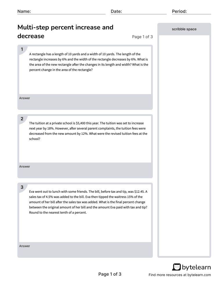 Percent Increase And Decrease Word Problems Worksheet Db Excel Com - Mobile Abstract Textures for Desktop