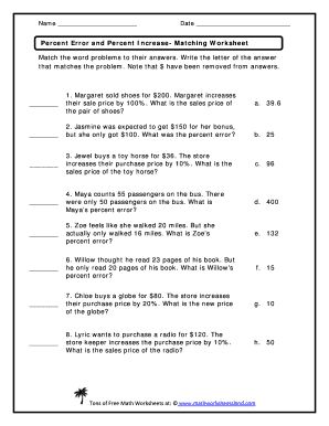 Free Percent Increase And Decrease Word Problems Worksheet With Answers - Best City Designs in 4K