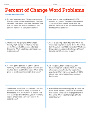 Percent Increase And Decrease Word Problems Worksheets Library - Download Ultra HD Colorful Image | HD
