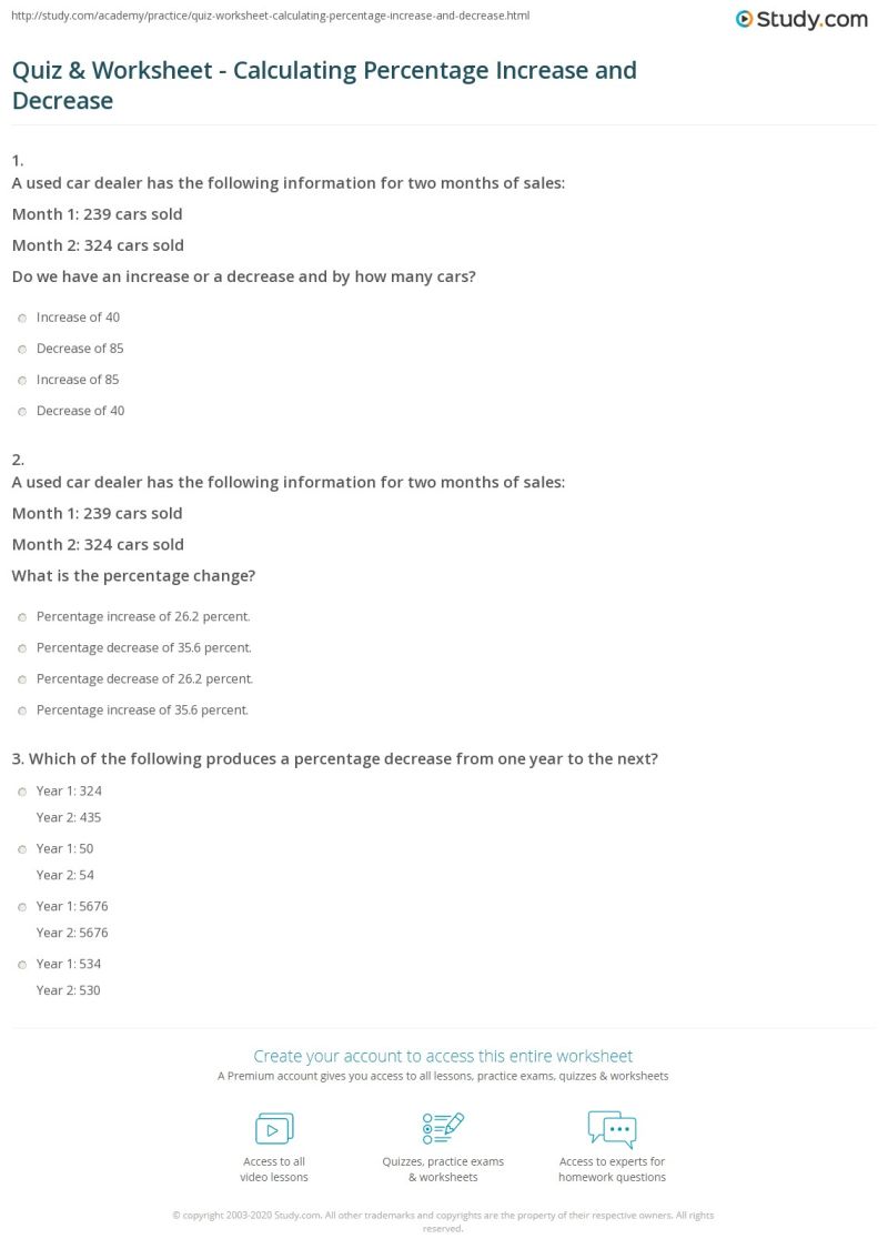 Percent Increase Decrease Quiz - Premium Ocean Design Gallery - High Resolution