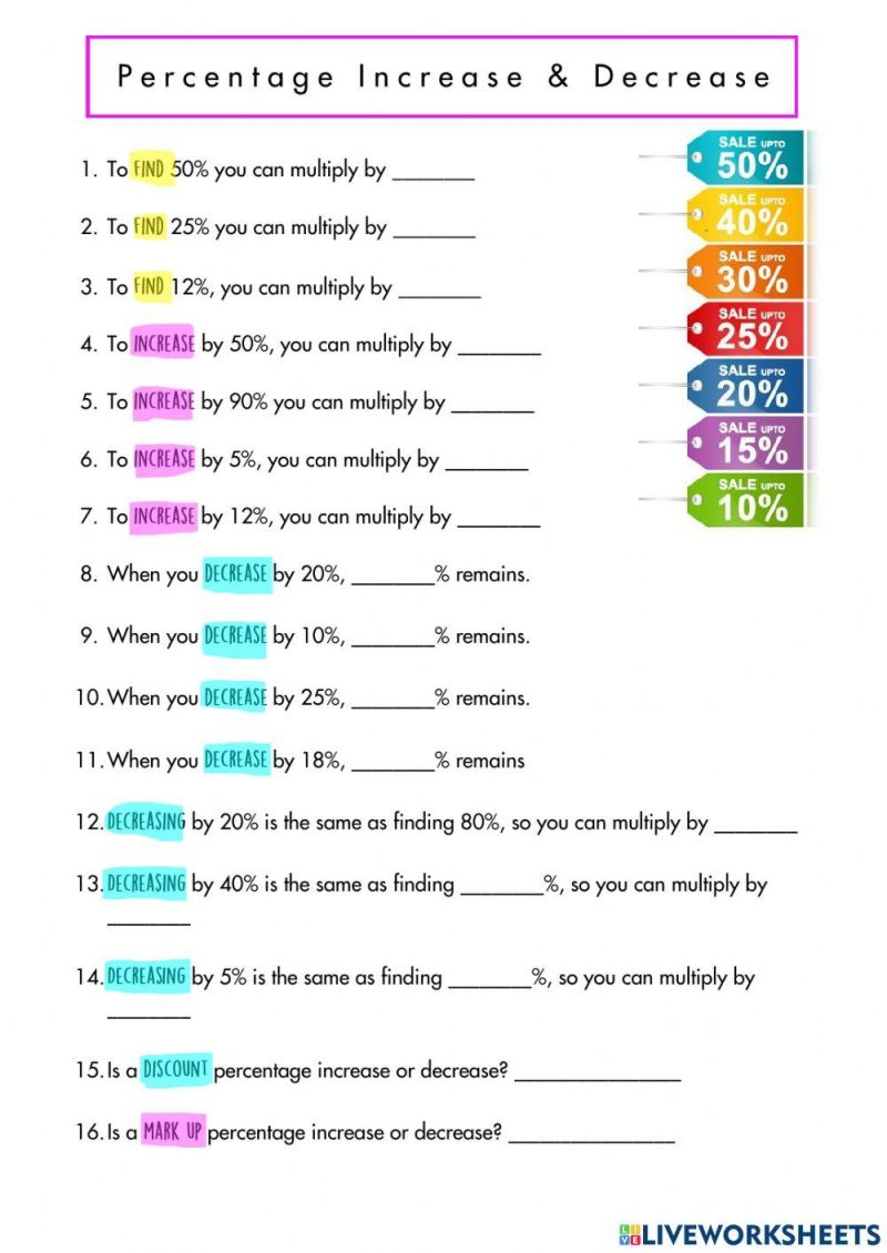 Percentage Increase And Decrease Example Free Teaching Resources - Light Pattern Collection - Retina Quality