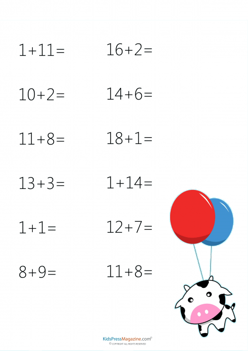 Easy addition worksheet