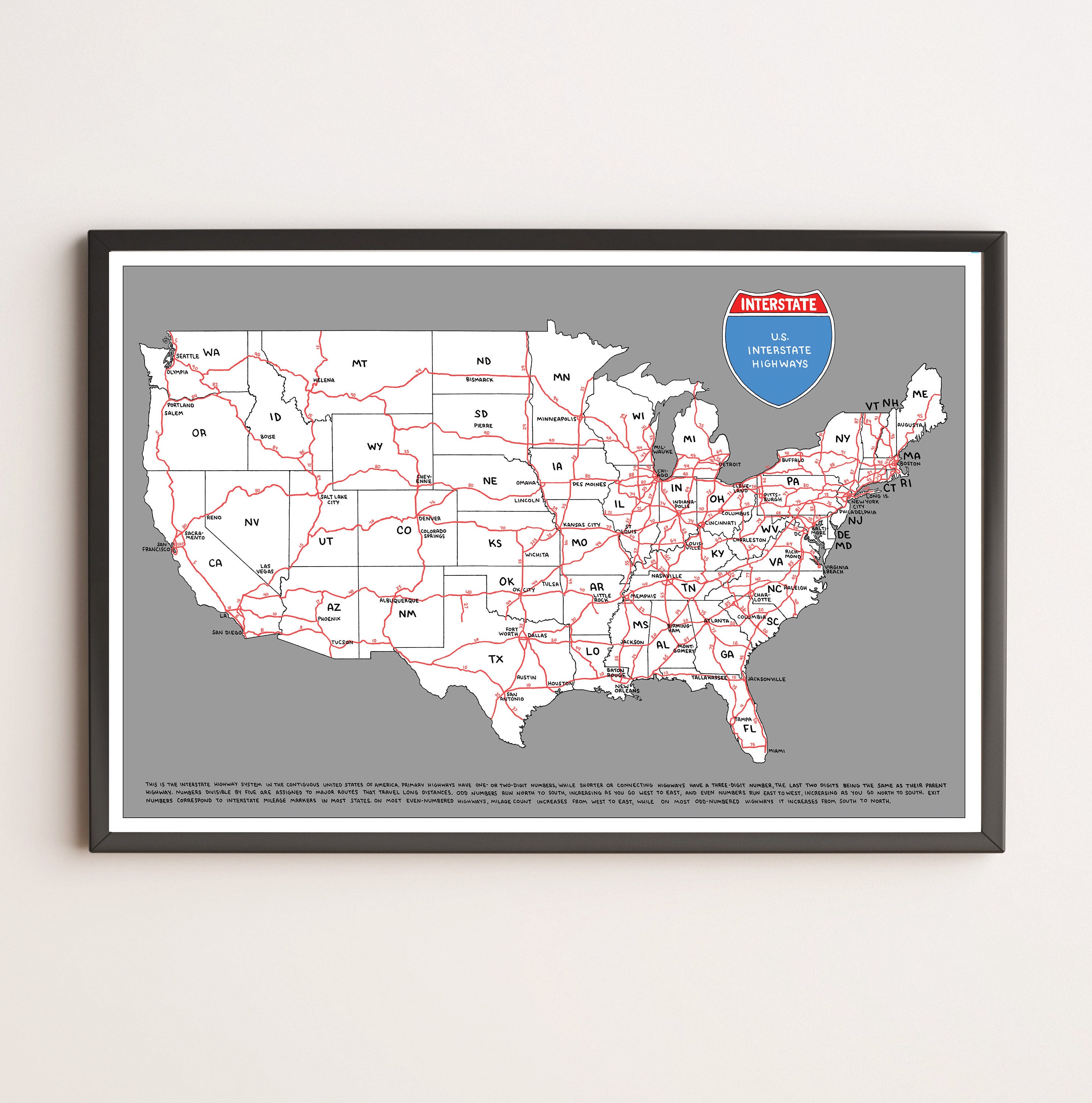 Usa Interstate Highway Map Wall Printable Us Interstate Map 16 