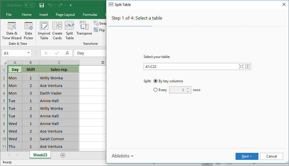 Split excel sheet into multiple files by column value