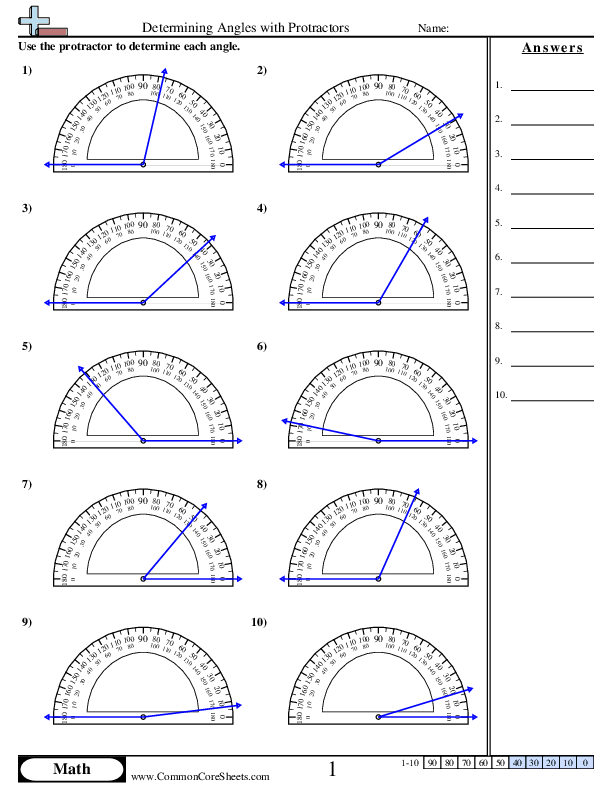 Determining angles with protractors worksheet download