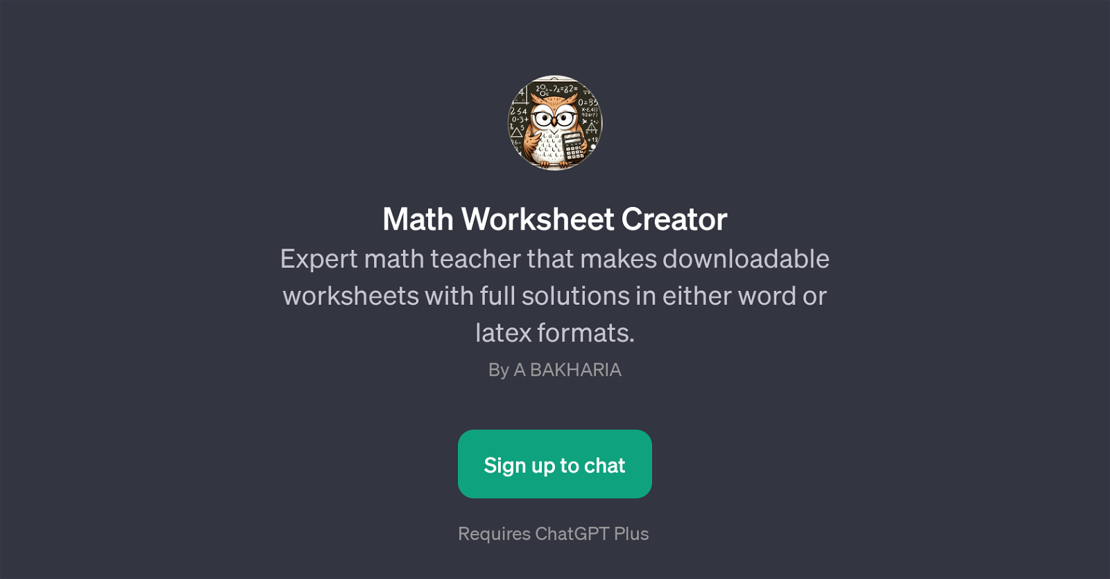 Math worksheet creator