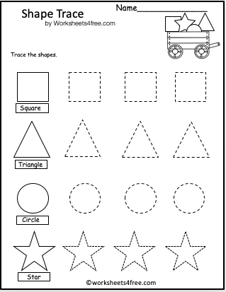 Free shape tracing worksheet
