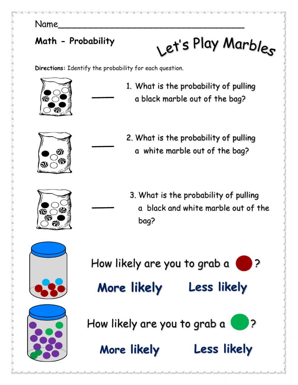 Probability worksheets
