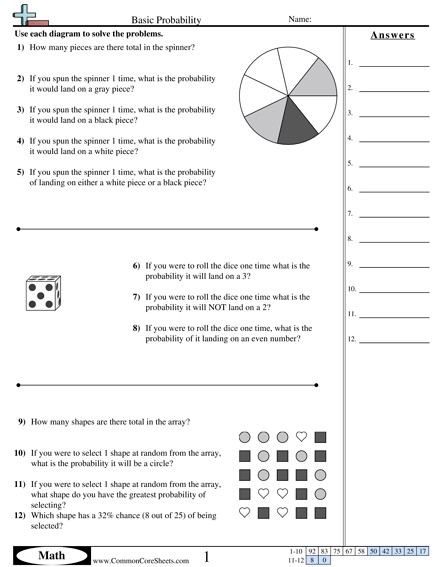 Probability worksheets