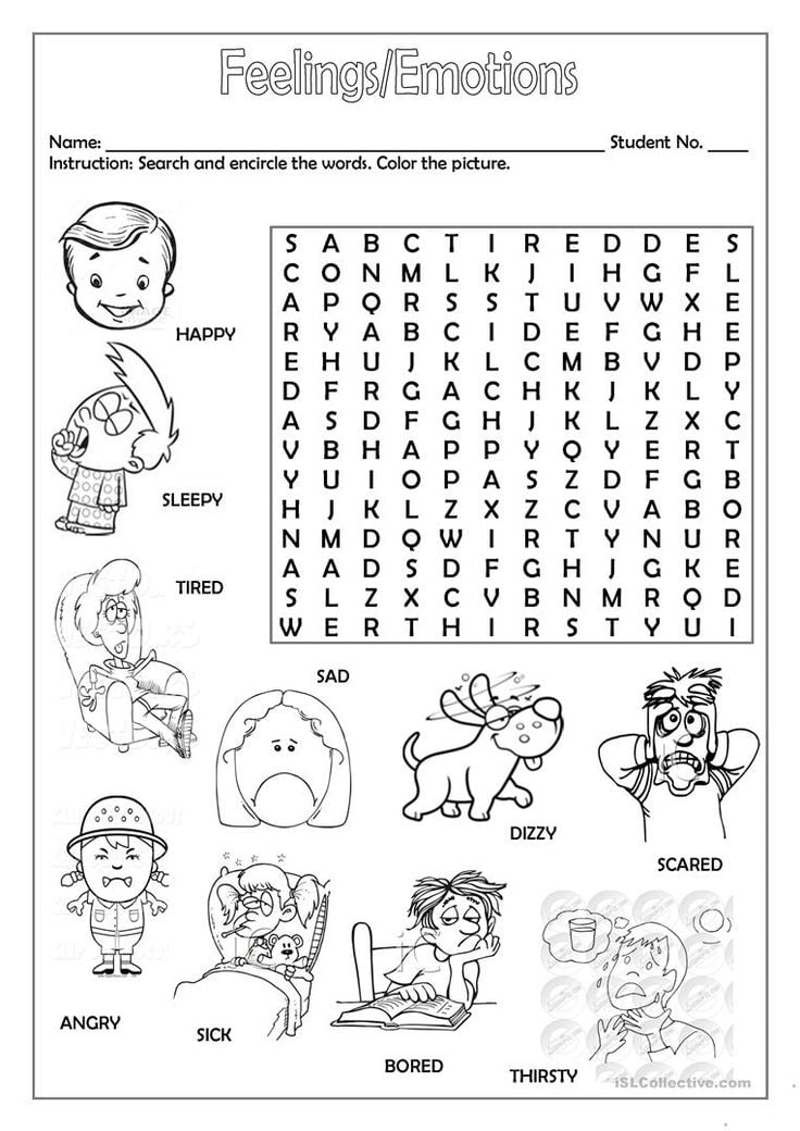 Feelings and emotions printable worksheetsr