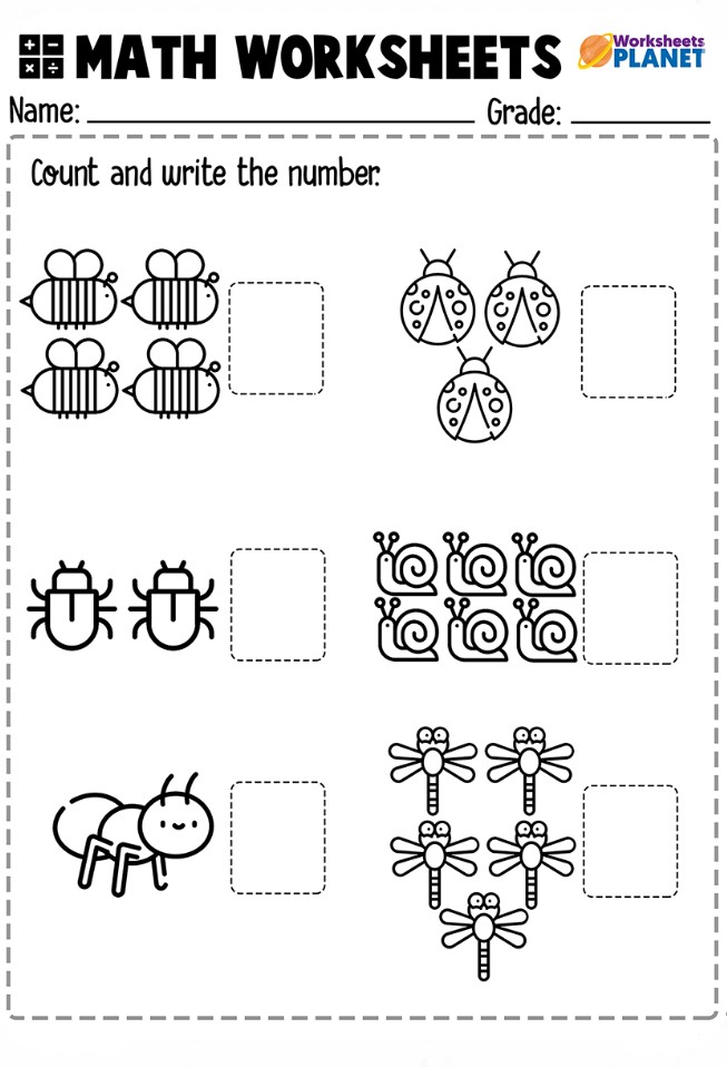 Kindergarten math counting worksheets printable free