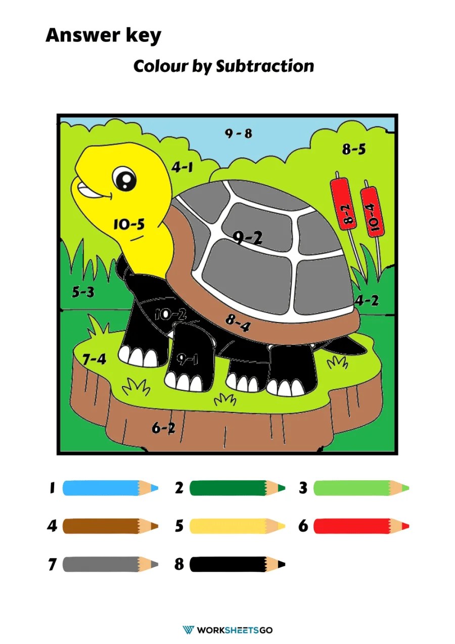 Color by subtraction worksheets