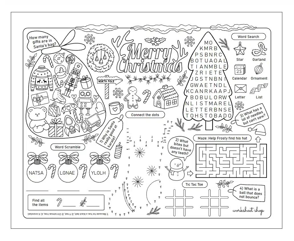 Christmas activity sheet