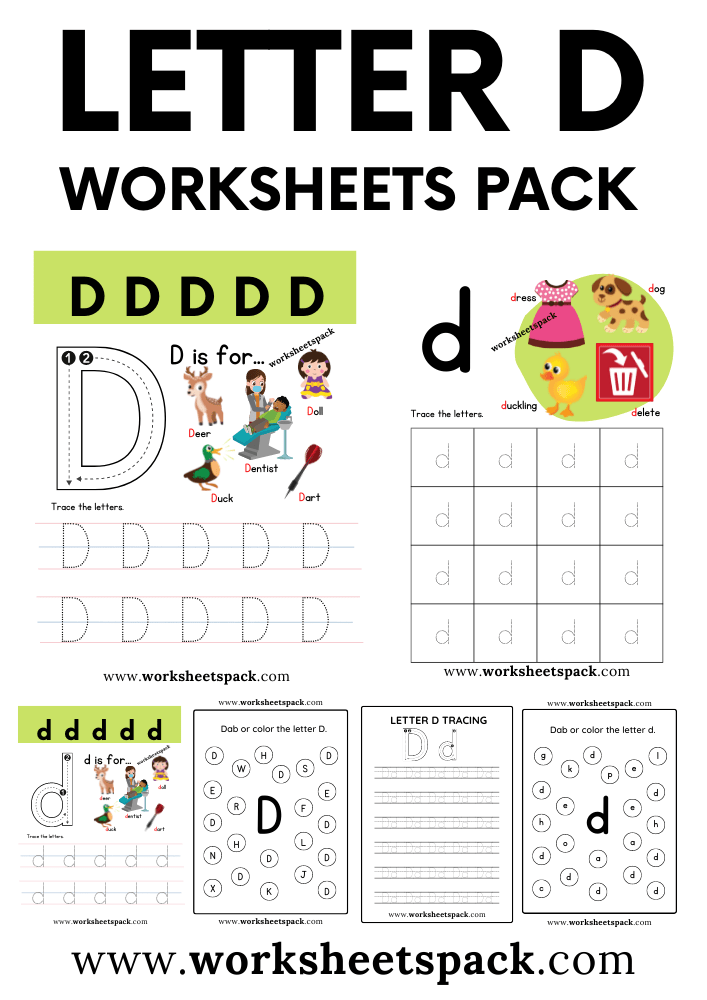 Free letter d printable worksheets