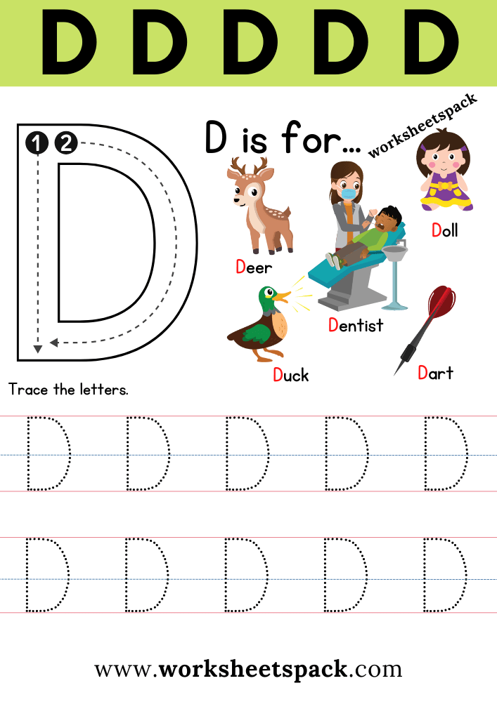 Free letter d printable worksheets