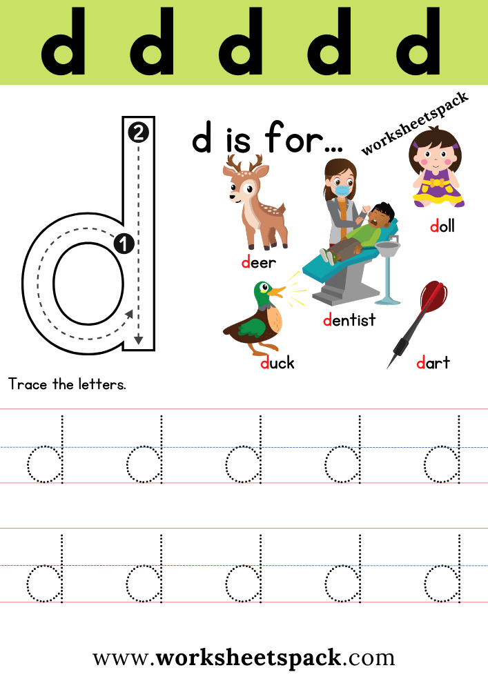 Free letter d printable worksheets