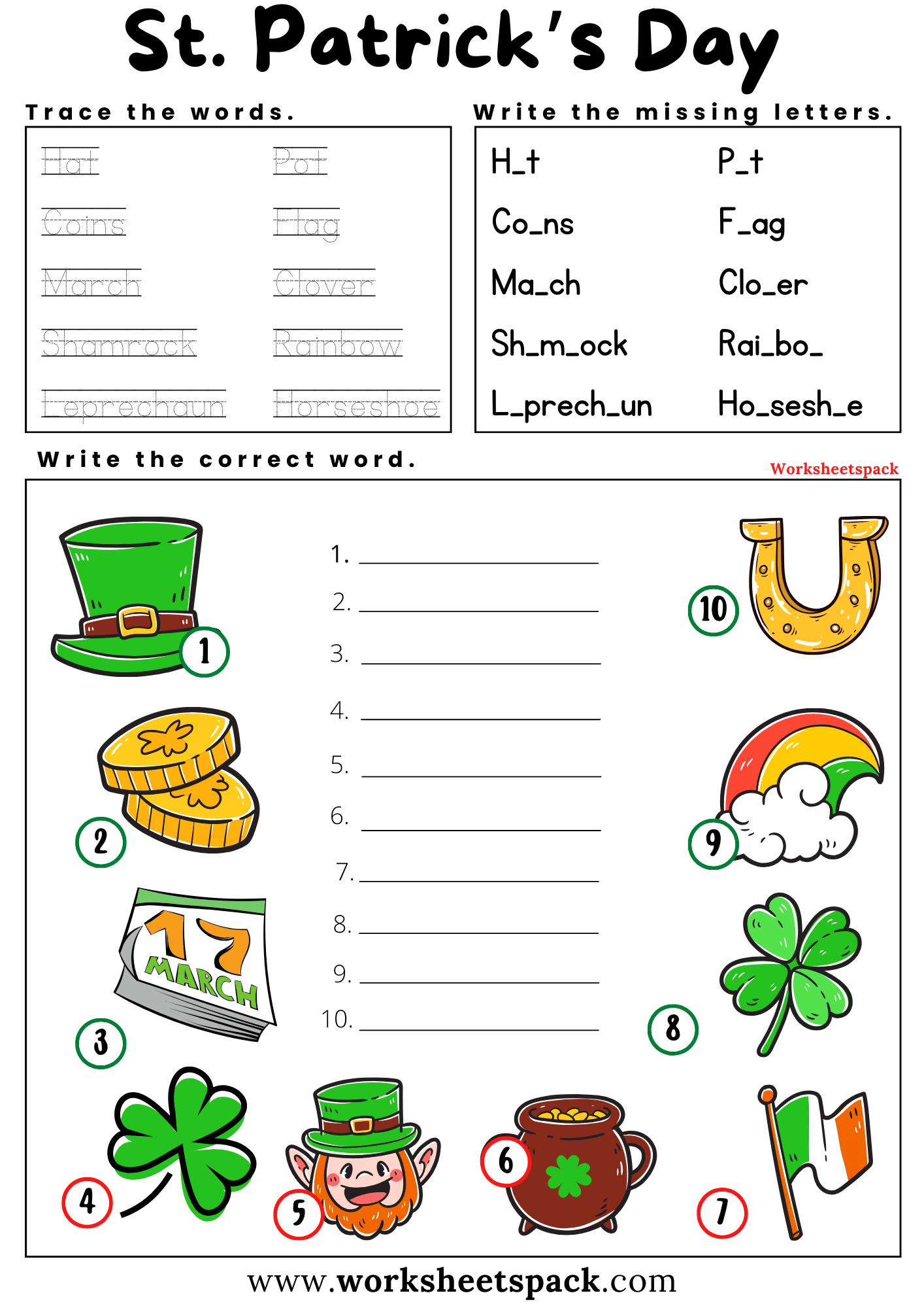 30 best free st. patrick’s day worksheets bundle