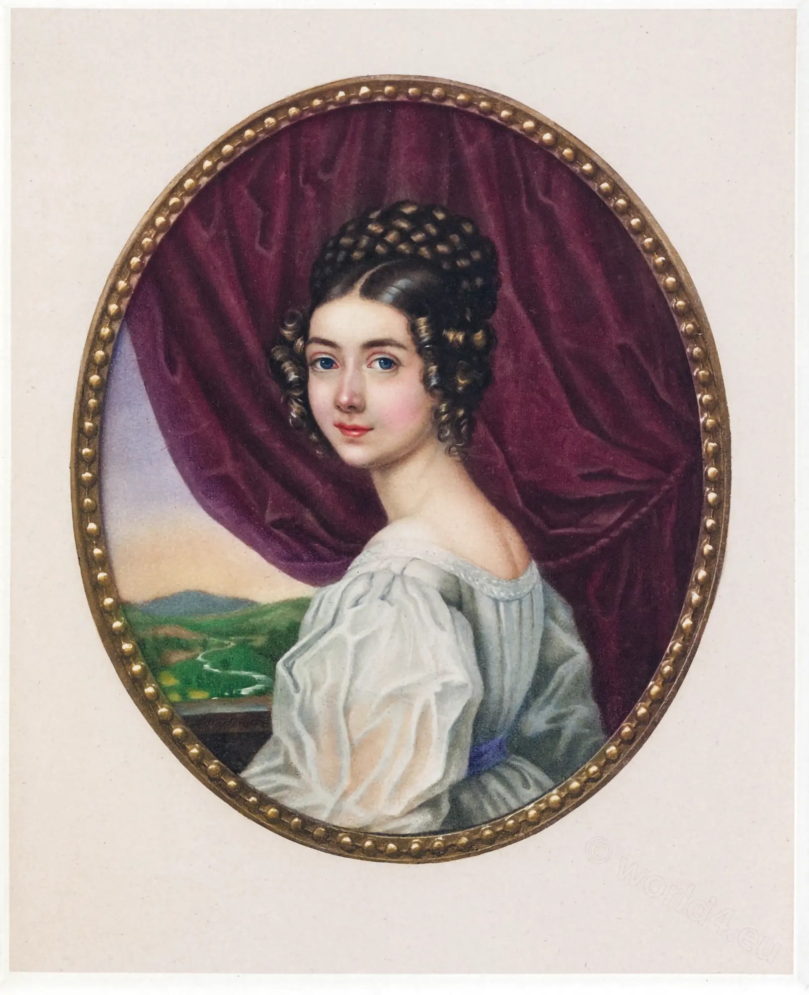 Franz Napoleon Heigel, Portrait, sister, Henriette, Miniature, Painter, Germany, Biedermeier,