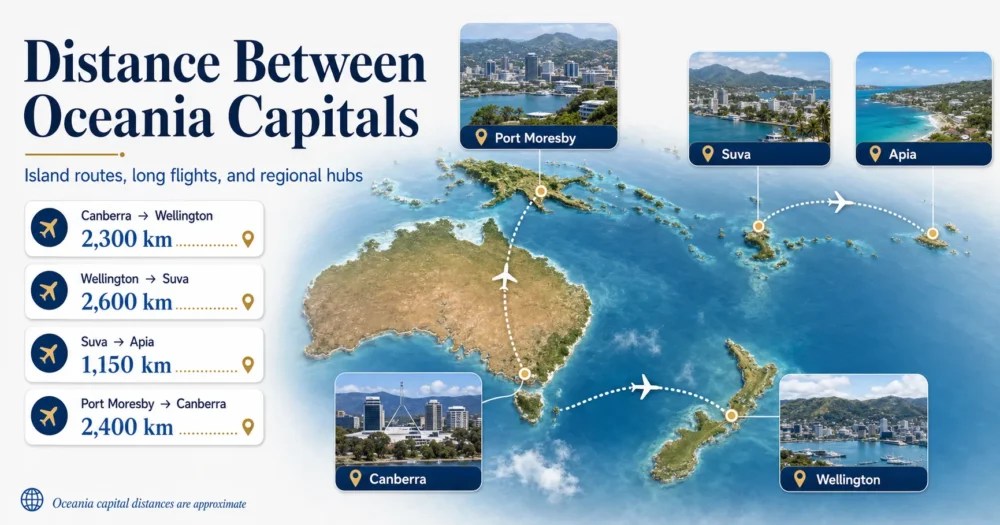 Distance Between Oceania Capitals